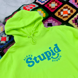 Stupid Face Hoodie (safety green)