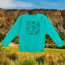 Load image into Gallery viewer, Lucky Duck Crewneck (green on teal)